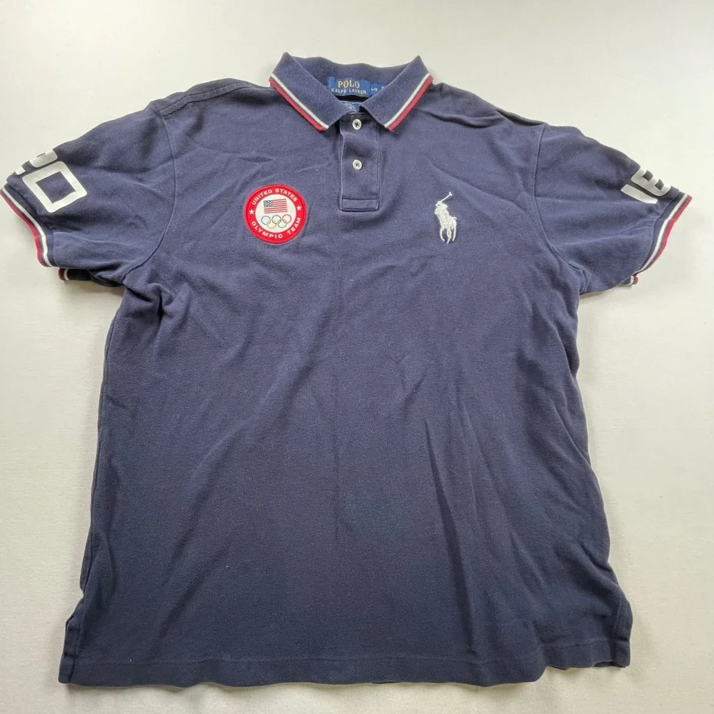 Polo Ralph Lauren Mens 2016 USA Olympic Team Big Pony Polo Shirt Navy Blue L